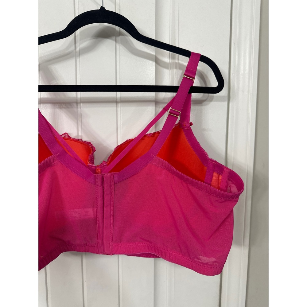 Cacique Pink Orange Floral Lace Longline Boost Balconette Bra 46C Underwire - Picture 10 of 11